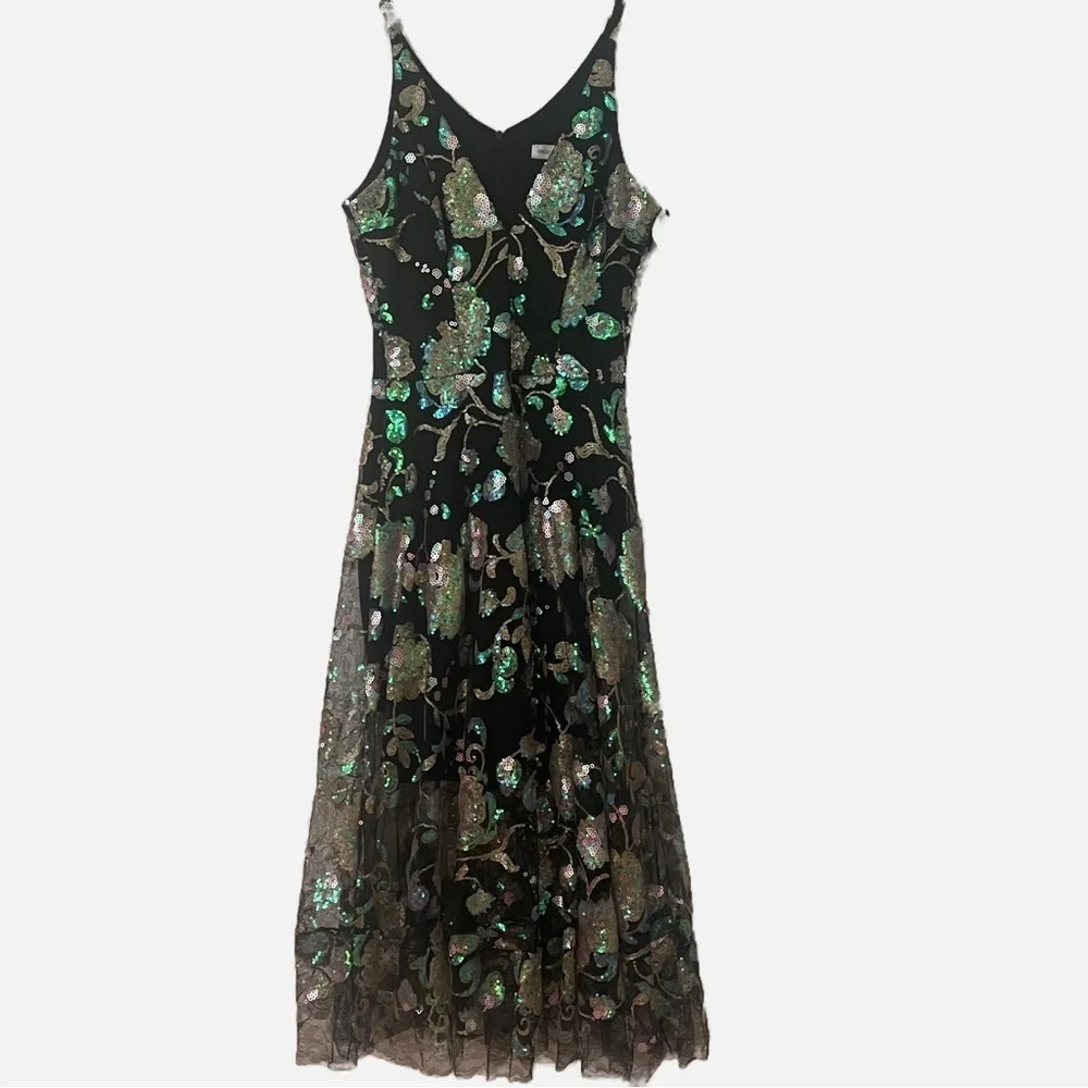 Dress The population Sequin Embroidered Floral Midi Black Dress S - Picture 5 of 10
